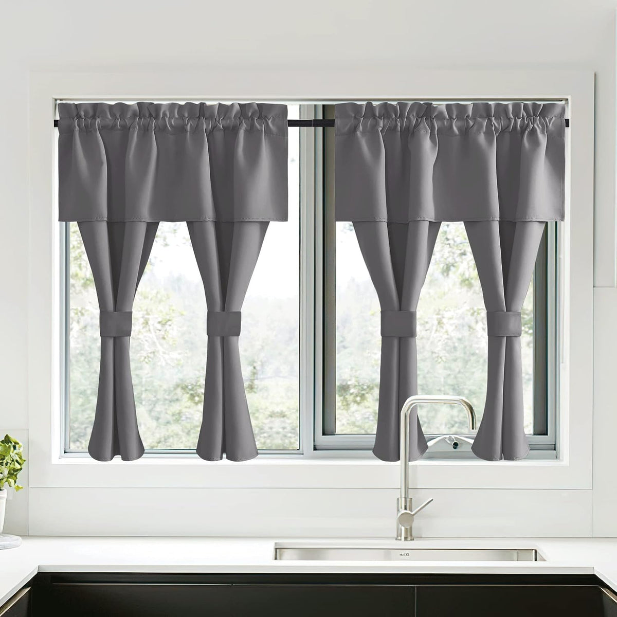 45"L x 52"W polyester curtains in Dark Grey