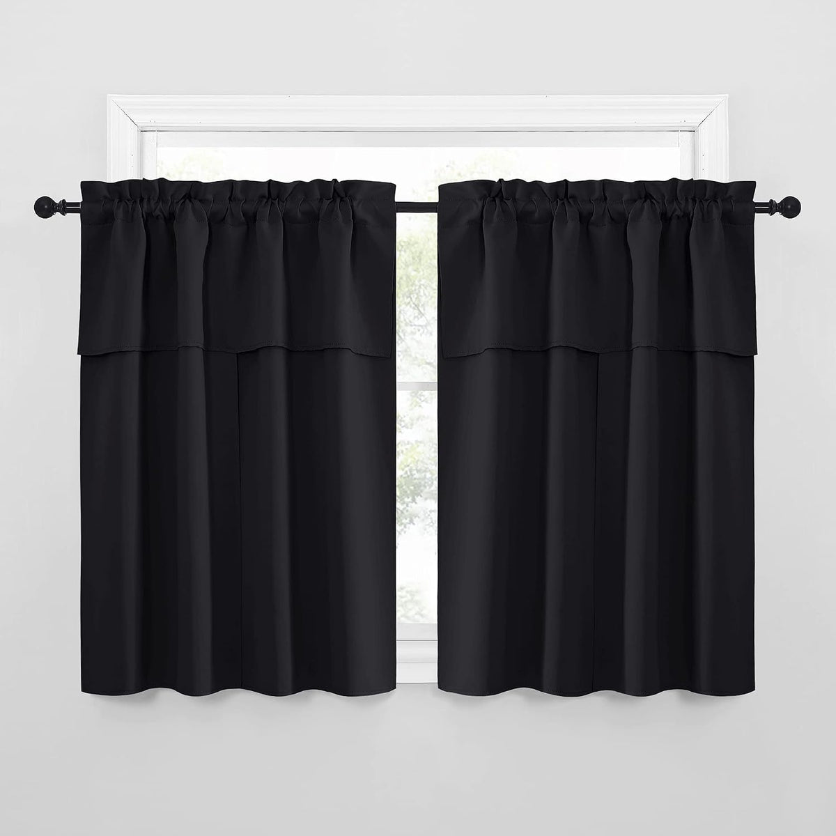 45"L x 52"W polyester curtains in Jet Black, alternate view 6