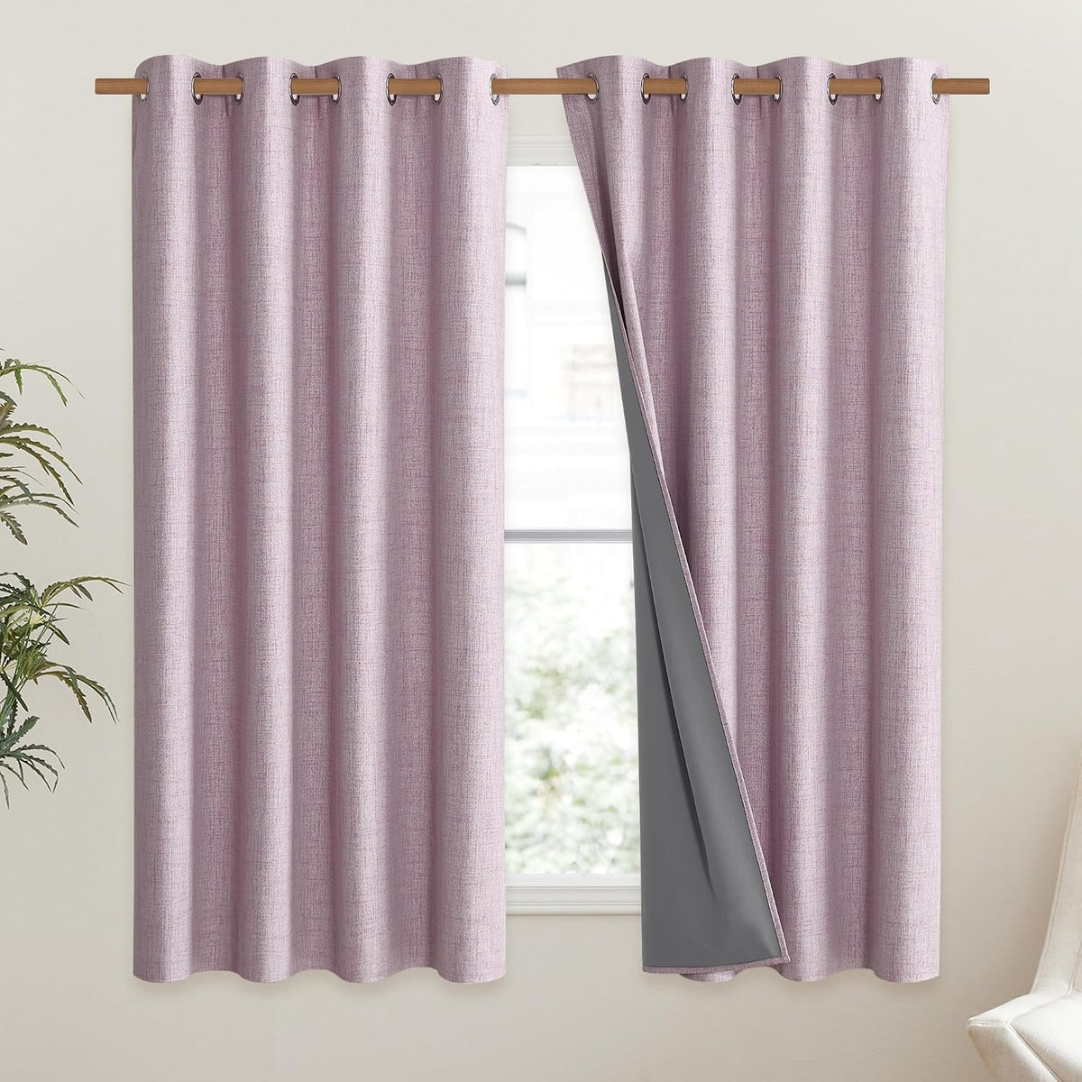 45"L x 52"W polyester curtains in Pink, alternate view 2