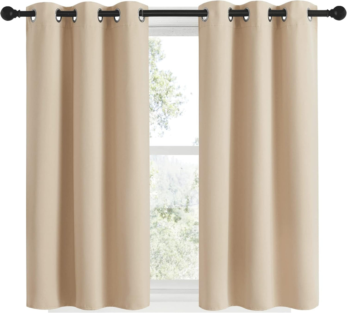 48"L x 34"W polyester curtains in Biscotti Beige, alternate view 2