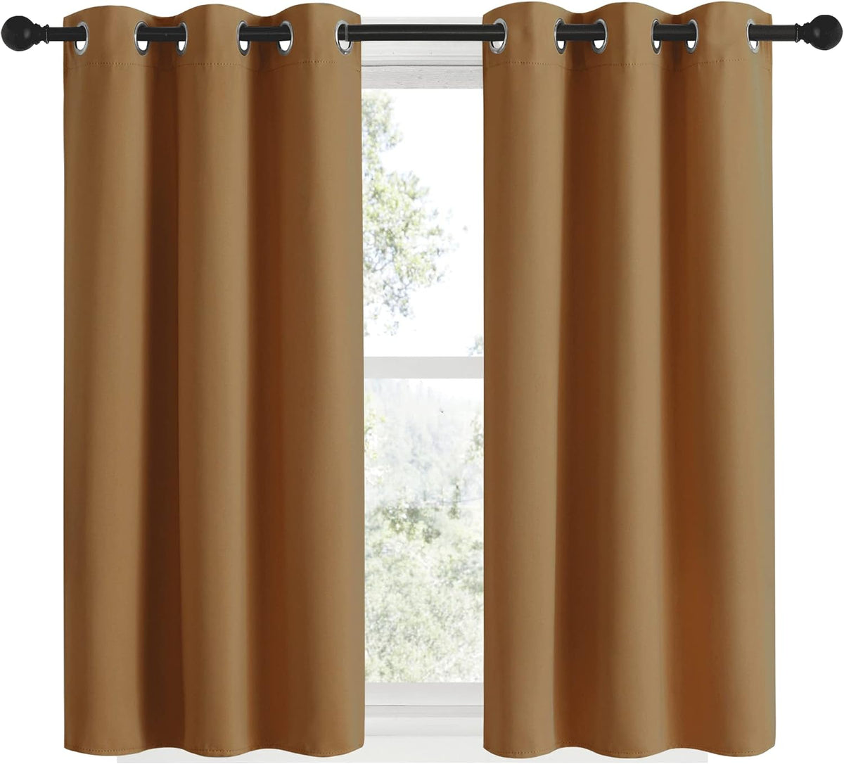 48"L x 34"W polyester curtains in Gold Brown, alternate view 2