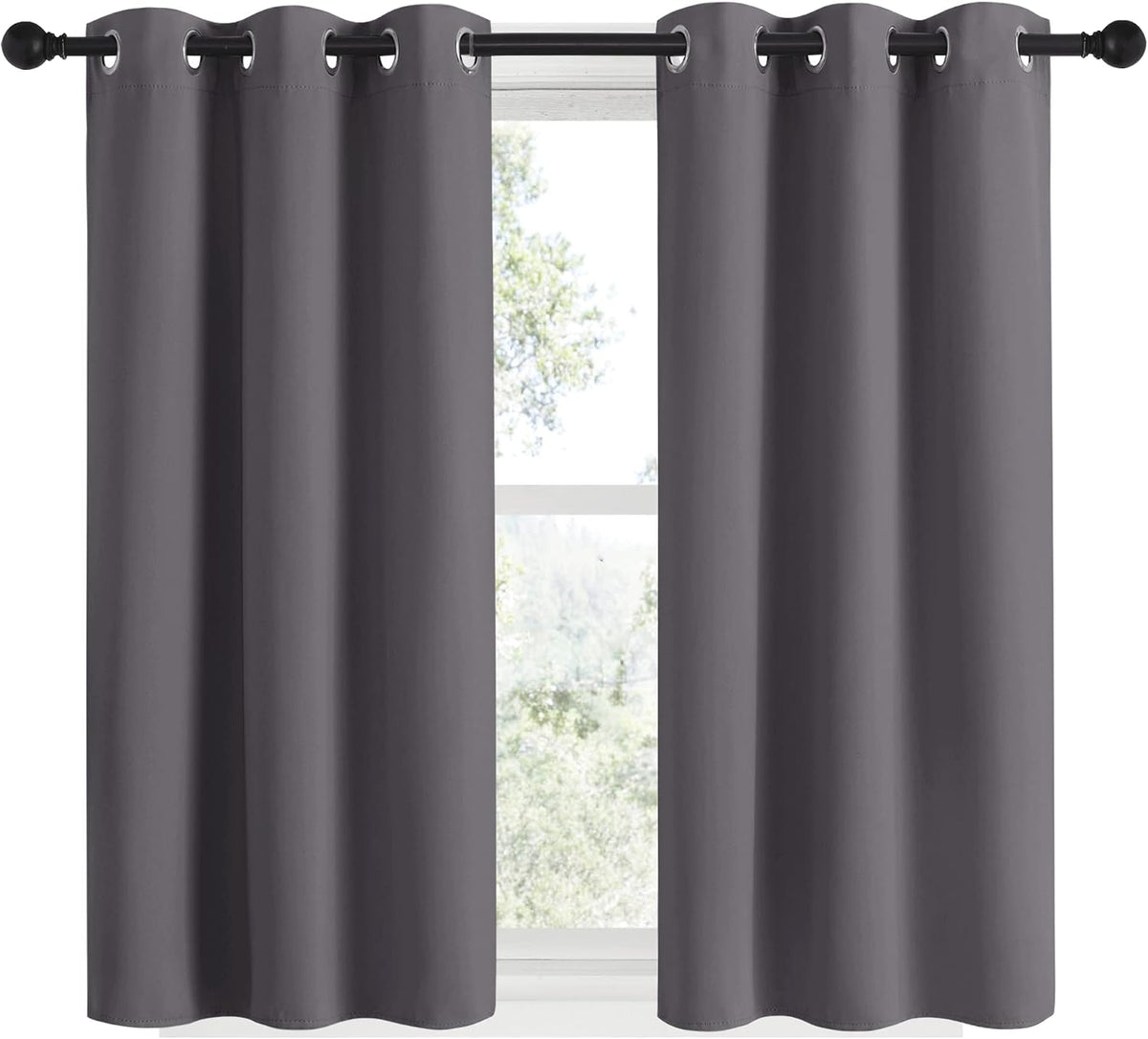 48"L x 34"W polyester curtains in Grey, alternate view 2