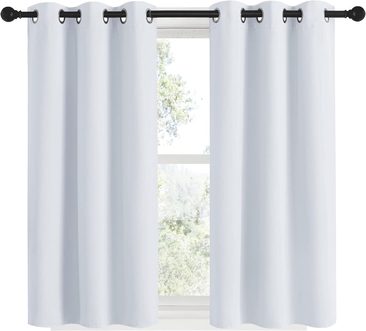 48"L x 34"W polyester curtains in Greyish White, alternate view 2