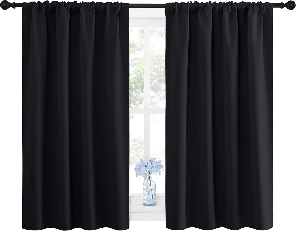 48"L x 42"W polyester curtains in Black, alternate view 2