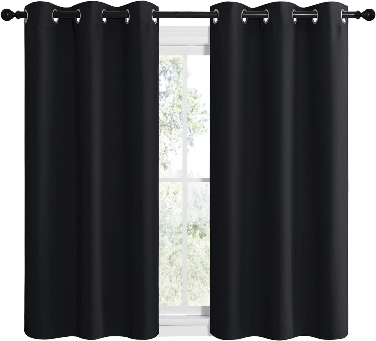 48"L x 42"W polyester curtains in Black, alternate view 2