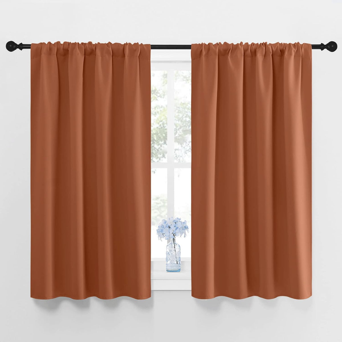 48"L x 42"W polyester curtains in Burnt Orange