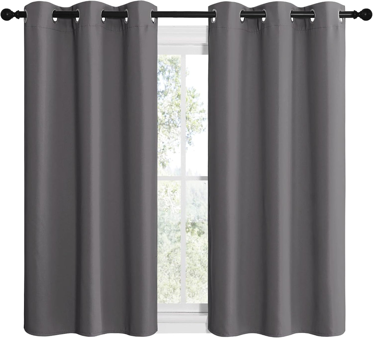 48"L x 42"W polyester curtains in Grey, alternate view 2