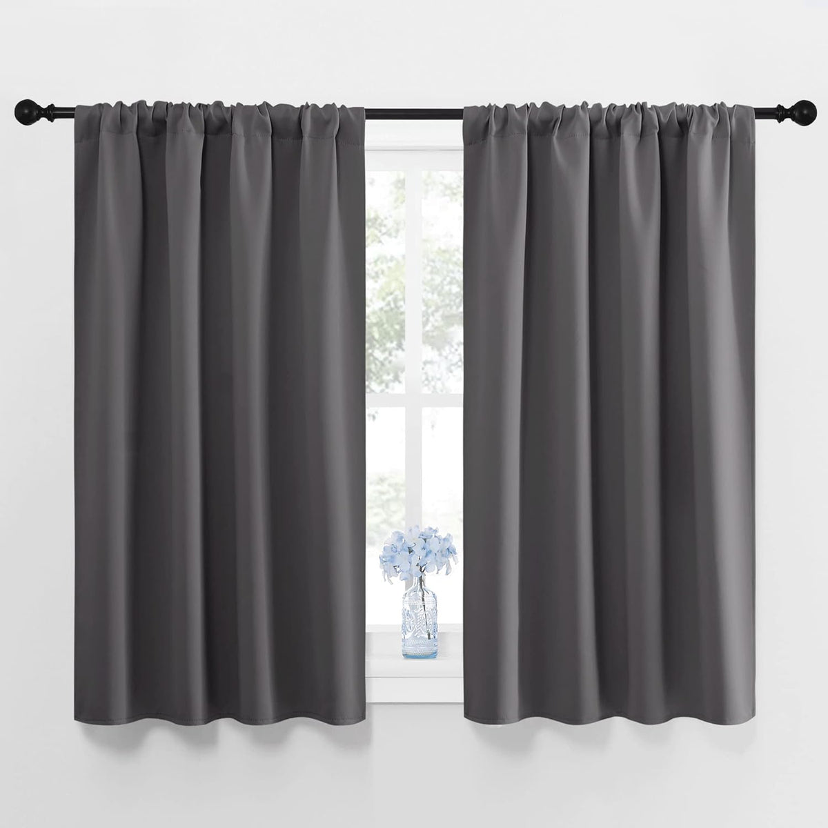 48"L x 42"W polyester curtains in Grey