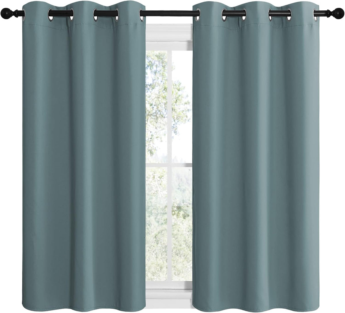 48"L x 42"W polyester curtains in Greyish Blue, alternate view 2
