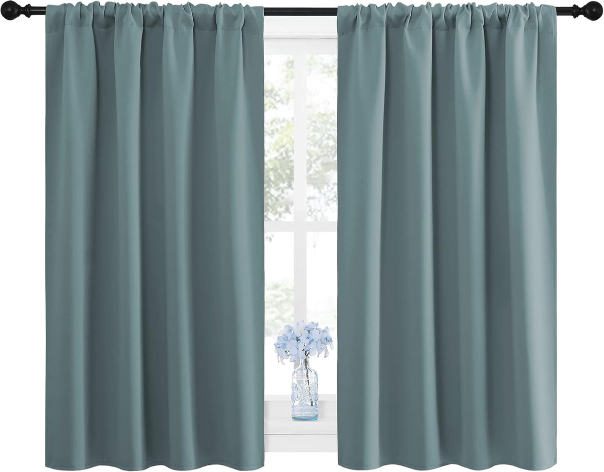 48"L x 42"W polyester curtains in Greyish Blue, alternate view 2