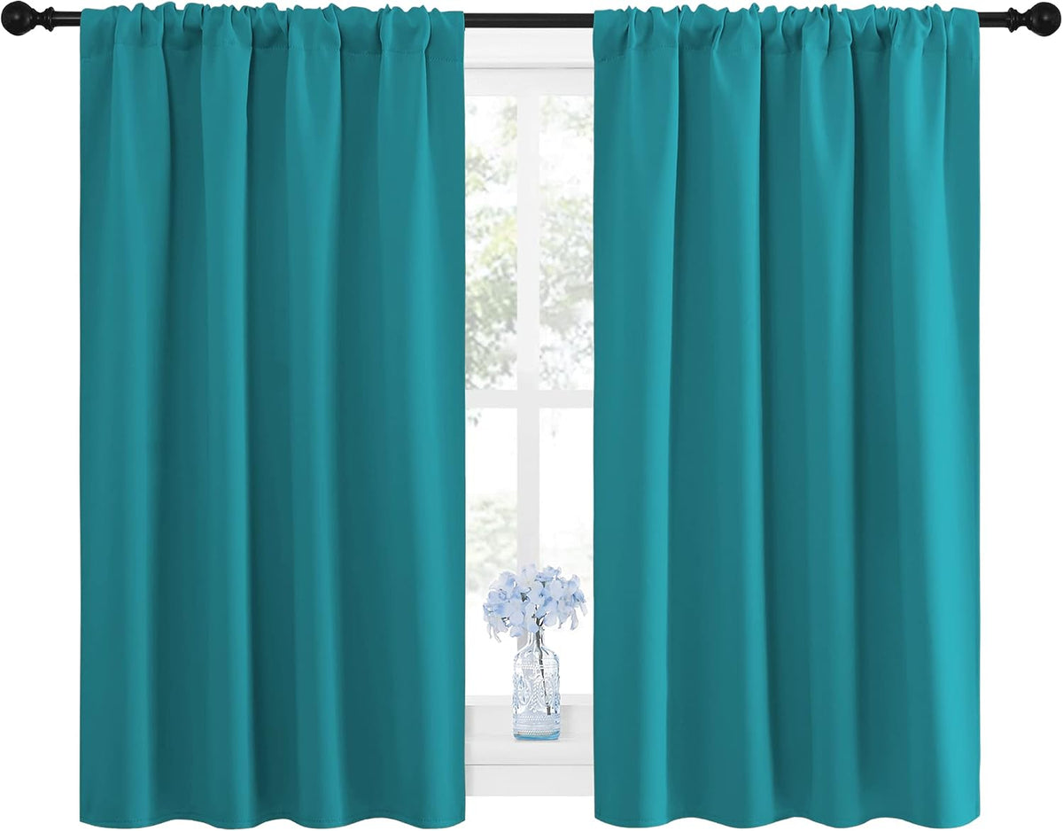 48"L x 42"W polyester curtains in Peacock Blue, alternate view 2