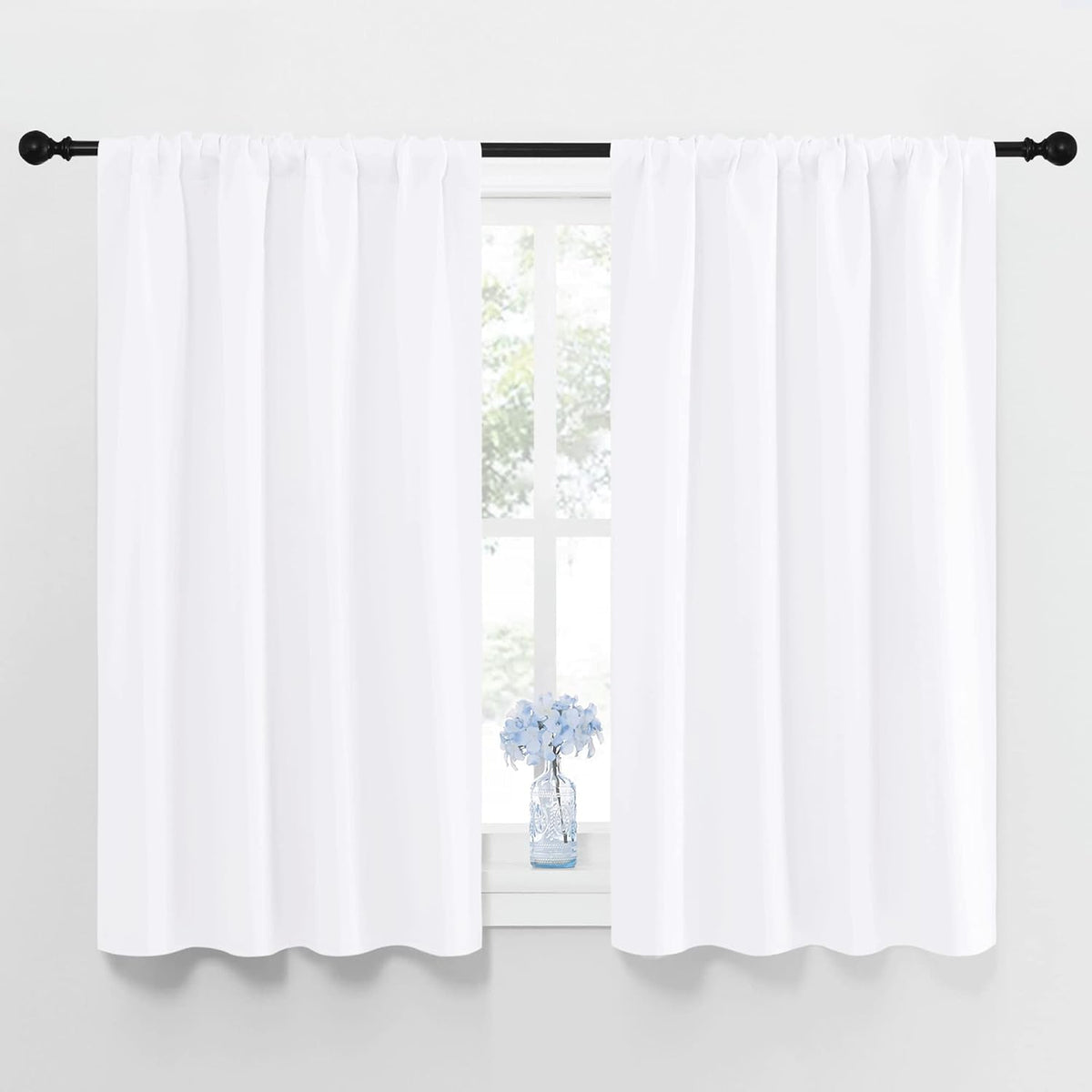 48"L x 42"W polyester curtains in Pure White