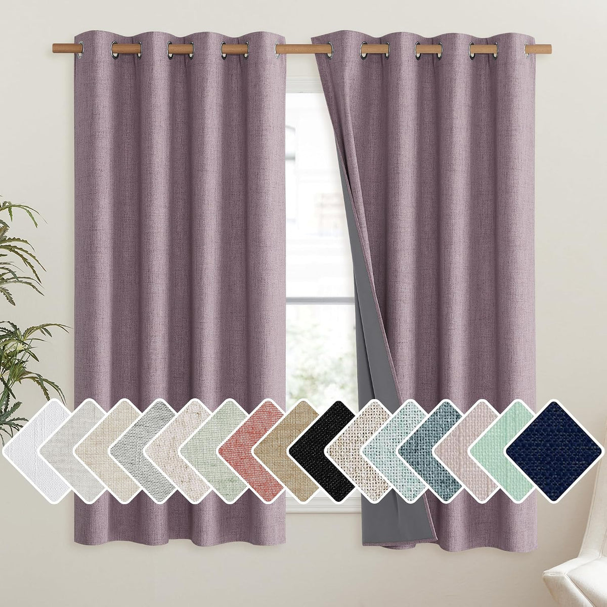 48"L x 52"W polyester curtains