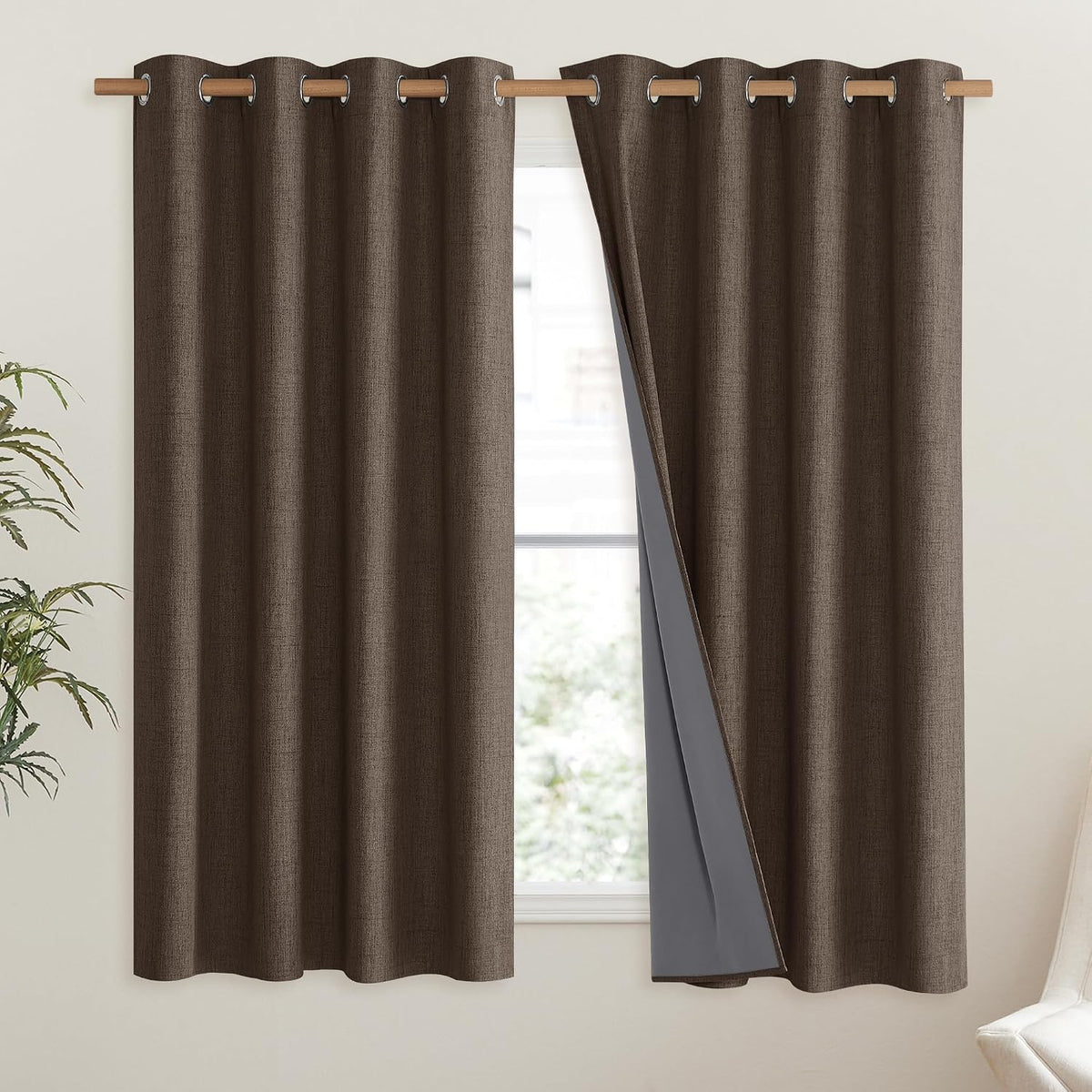 48"L x 52"W polyester curtains in Coffee, alternate view 2