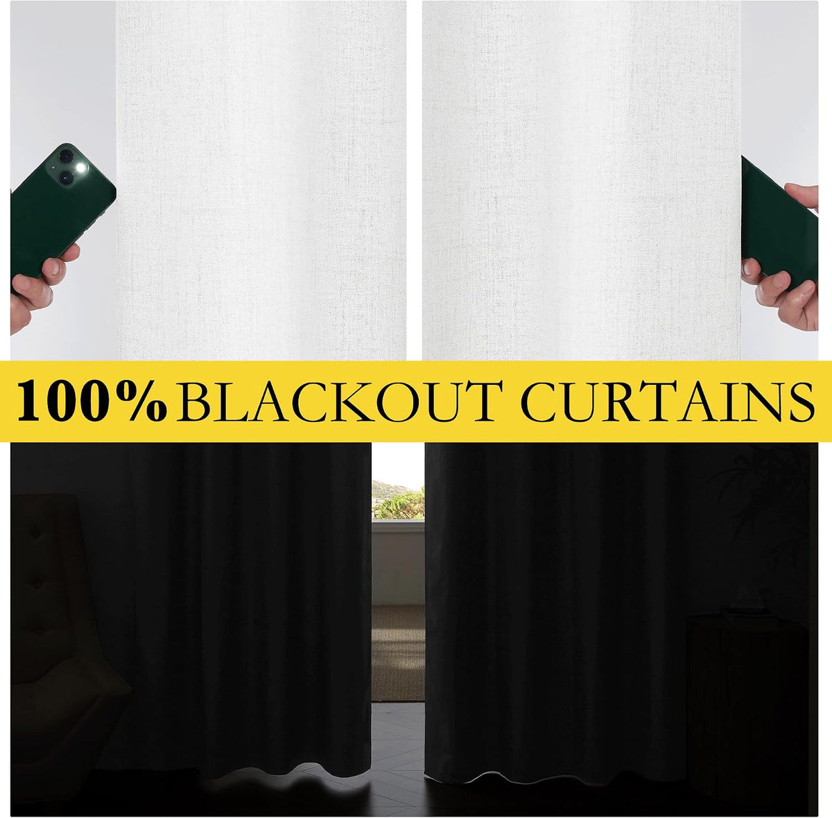 48"L x 52"W polyester curtains in Greyish White, alternate view 4