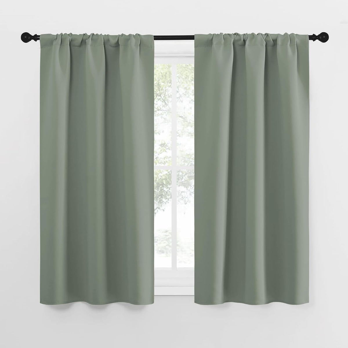 50"L x 29"W polyester curtains in Greyish Green
