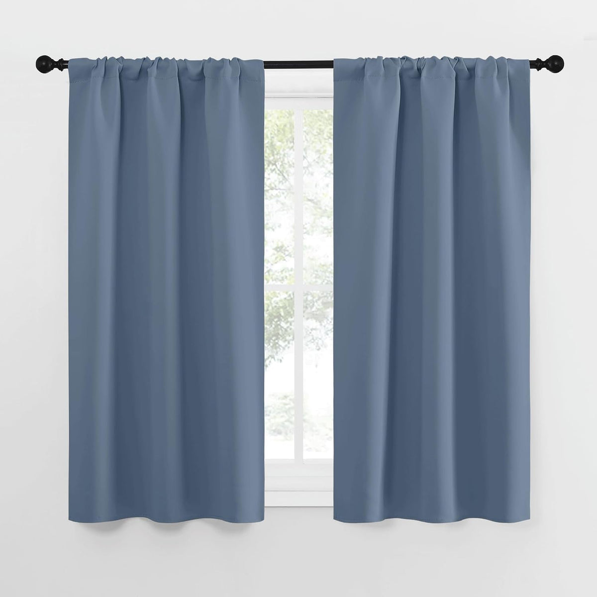 50"L x 29"W polyester curtains in Stone Blue
