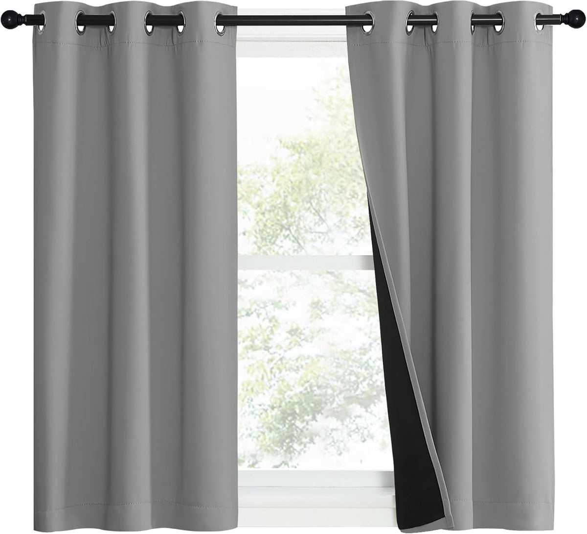 50"L x 37"W polyester curtains in Silver Grey, alternate view 2