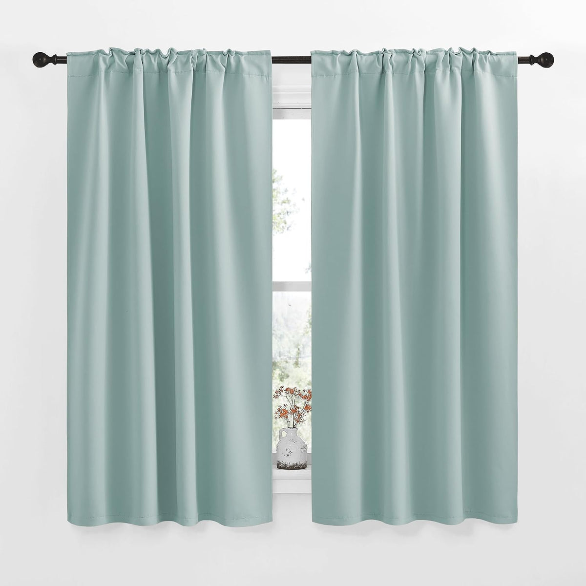 50"L x 42"W polyester curtains in Aqua Blue, alternate view 2
