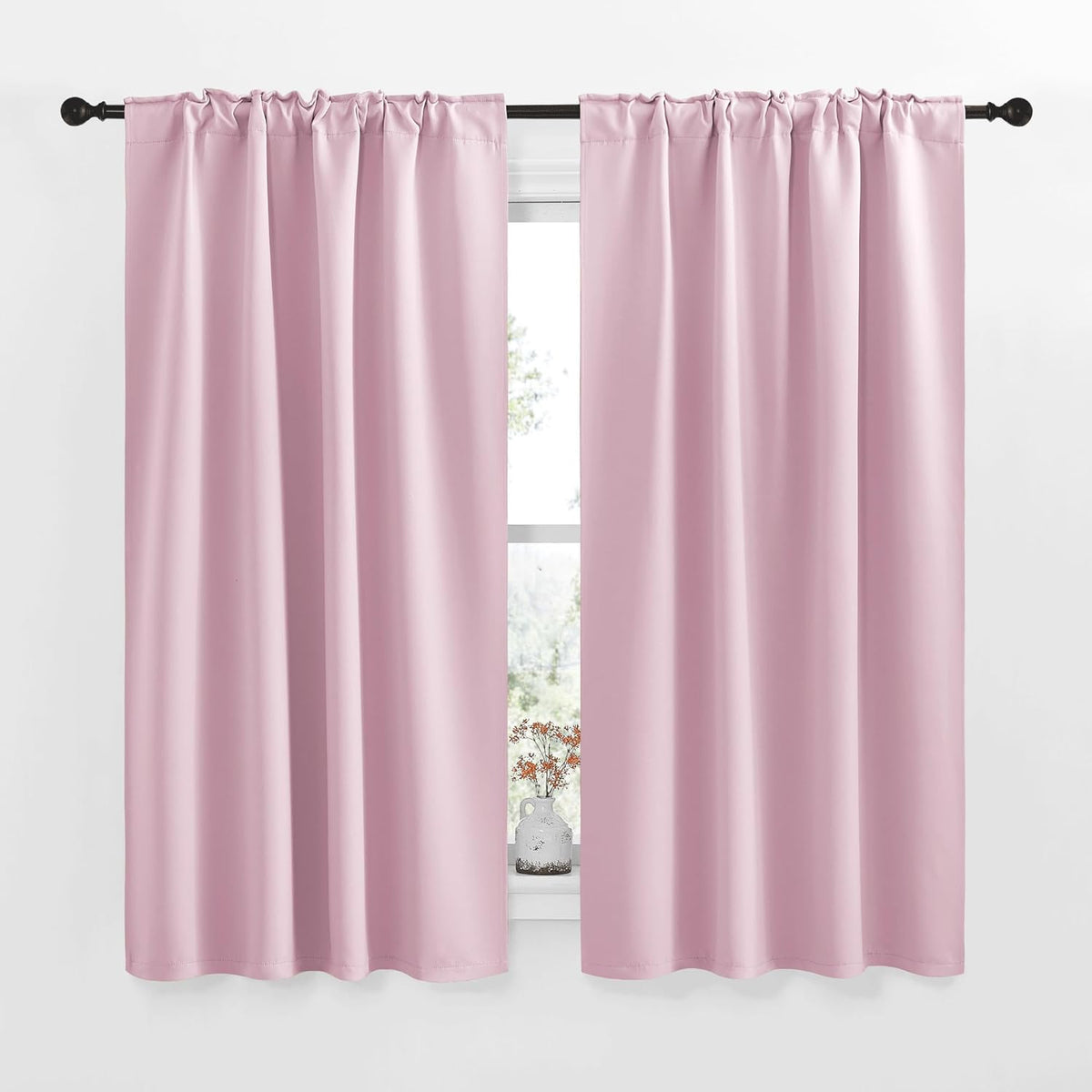 50"L x 42"W polyester curtains in Baby Pink, alternate view 2