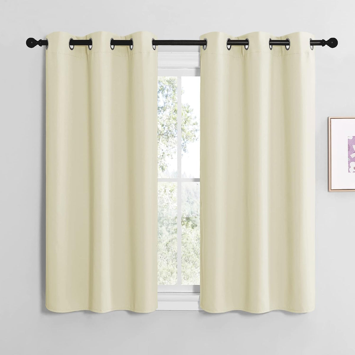 50"L x 42"W polyester curtains in Beige