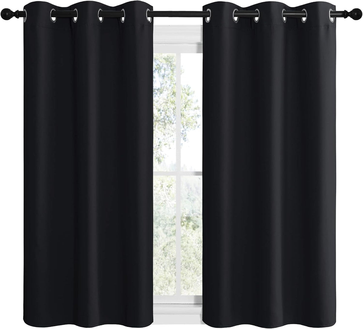 50"L x 42"W polyester curtains in Black, alternate view 2