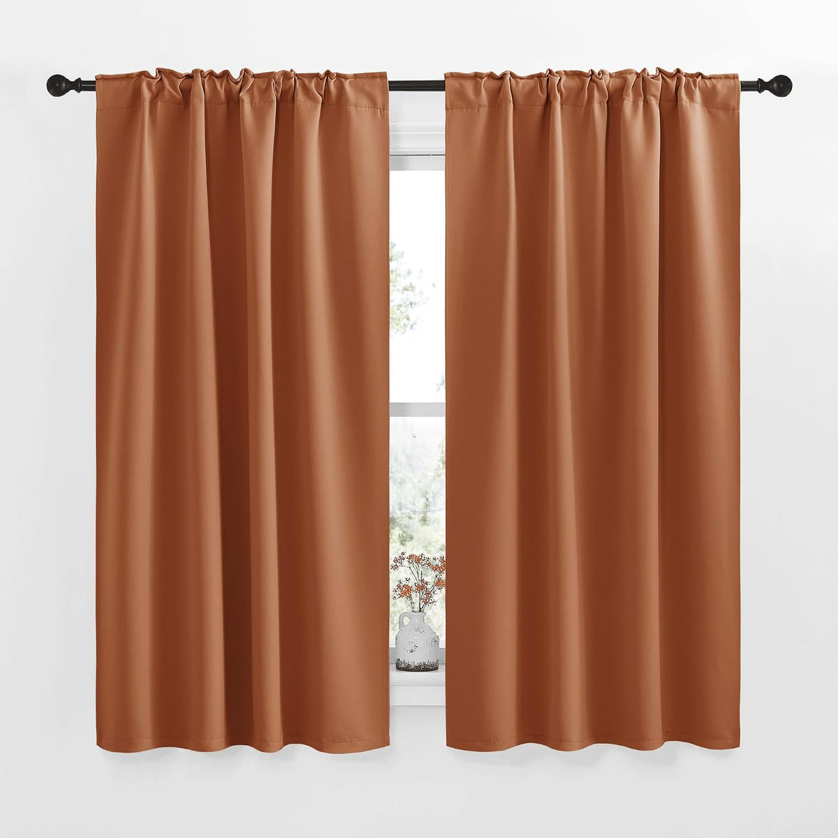 50"L x 42"W polyester curtains in Burnt Orange, alternate view 2