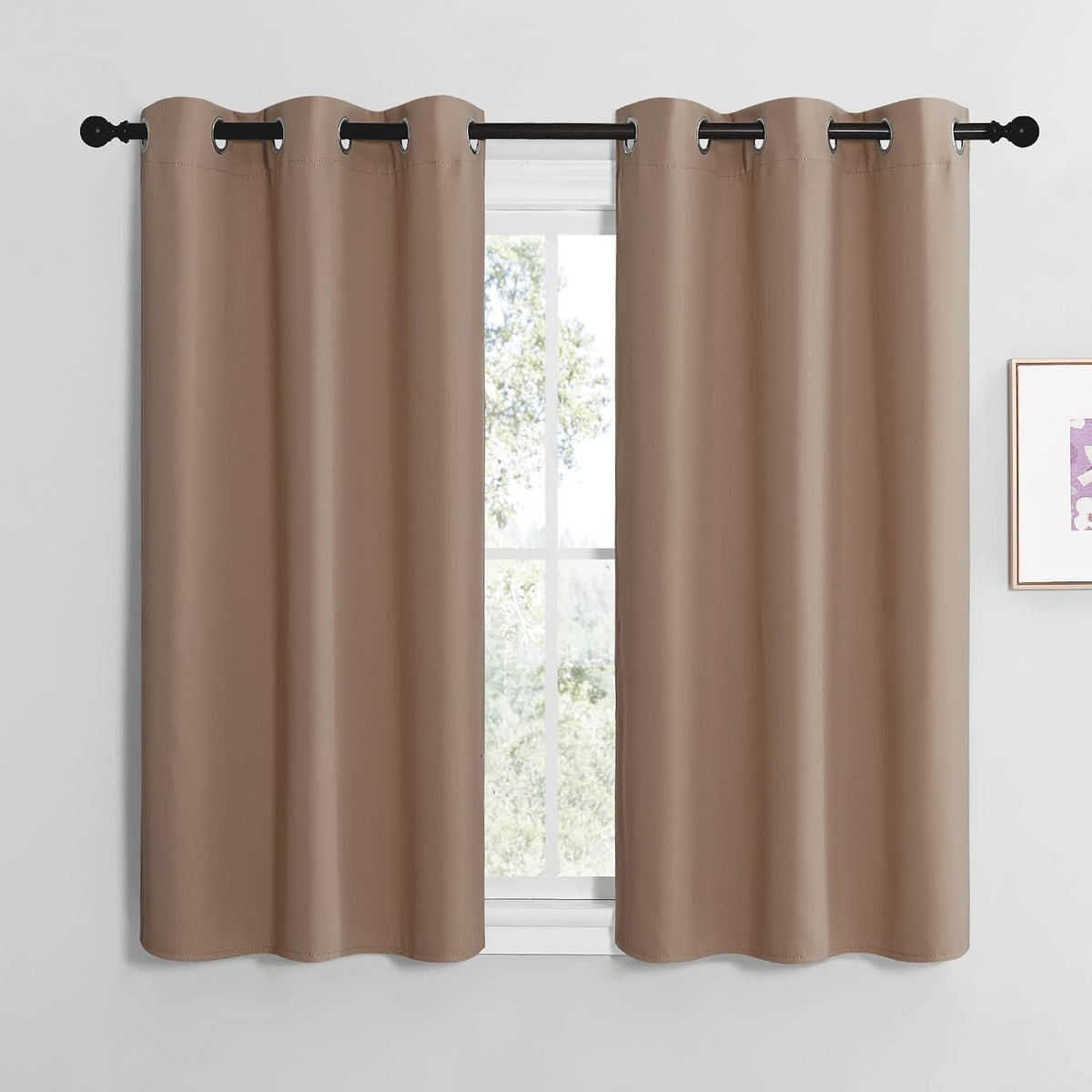 50"L x 42"W polyester curtains in Cappuccino