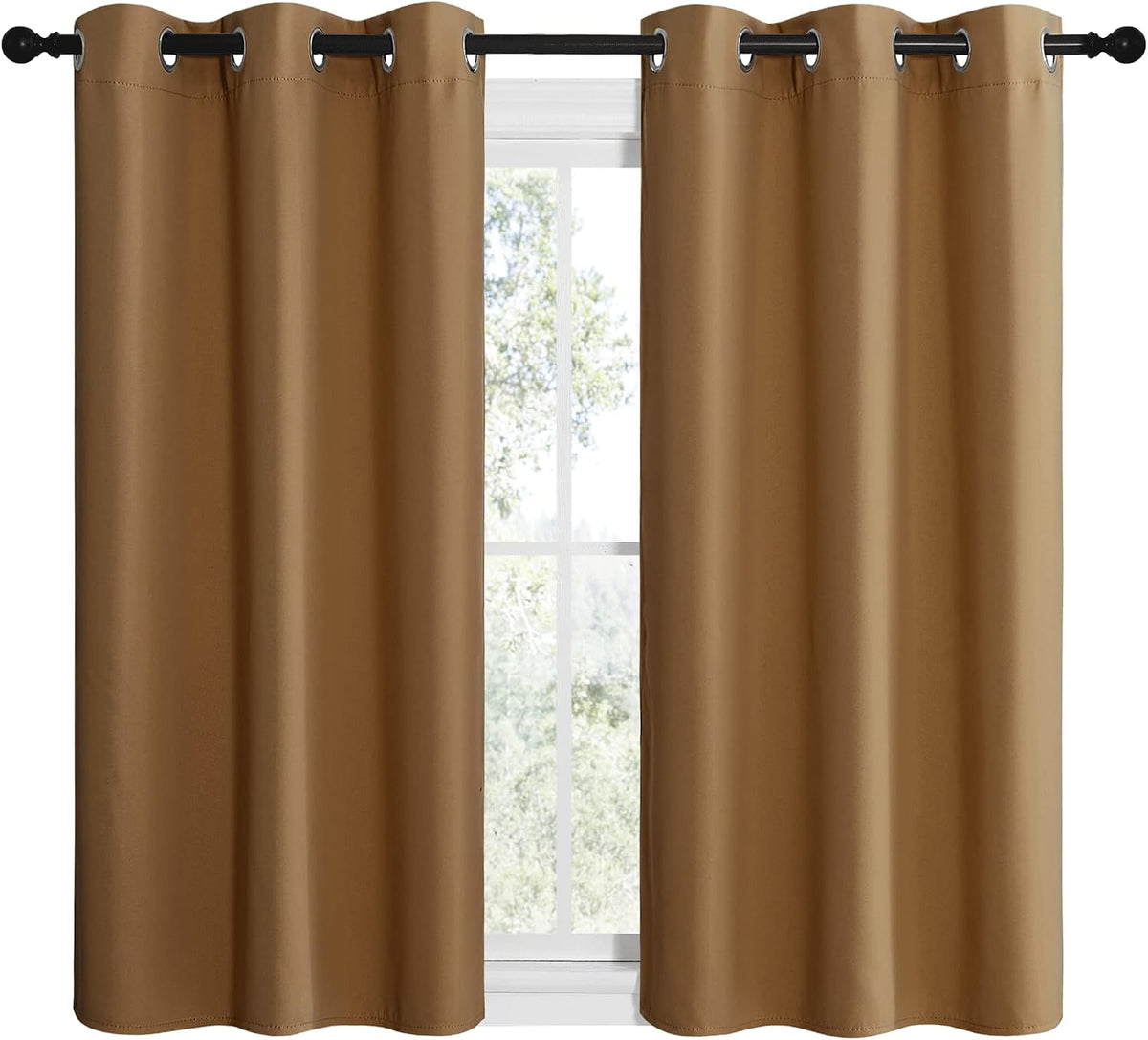 50"L x 42"W polyester curtains in Gold Brown, alternate view 2