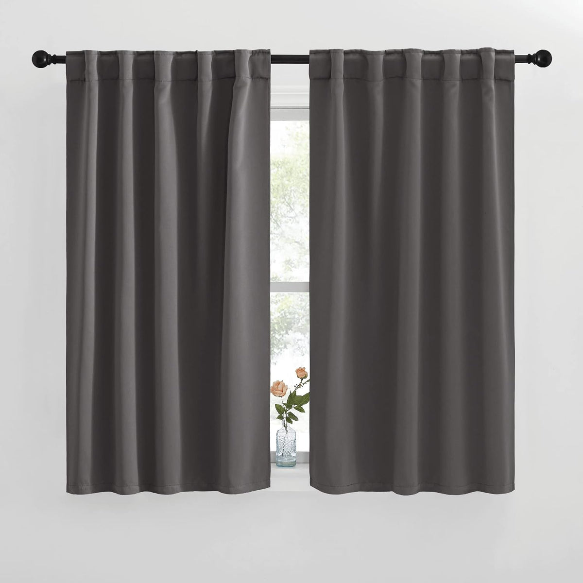 50"L x 42"W polyester curtains in Grey