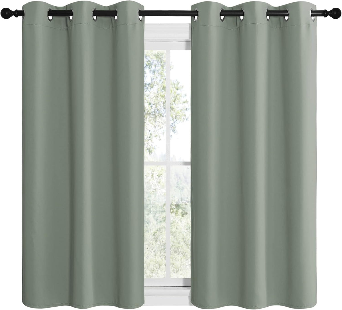 50"L x 42"W polyester curtains in Greyish Green, alternate view 2
