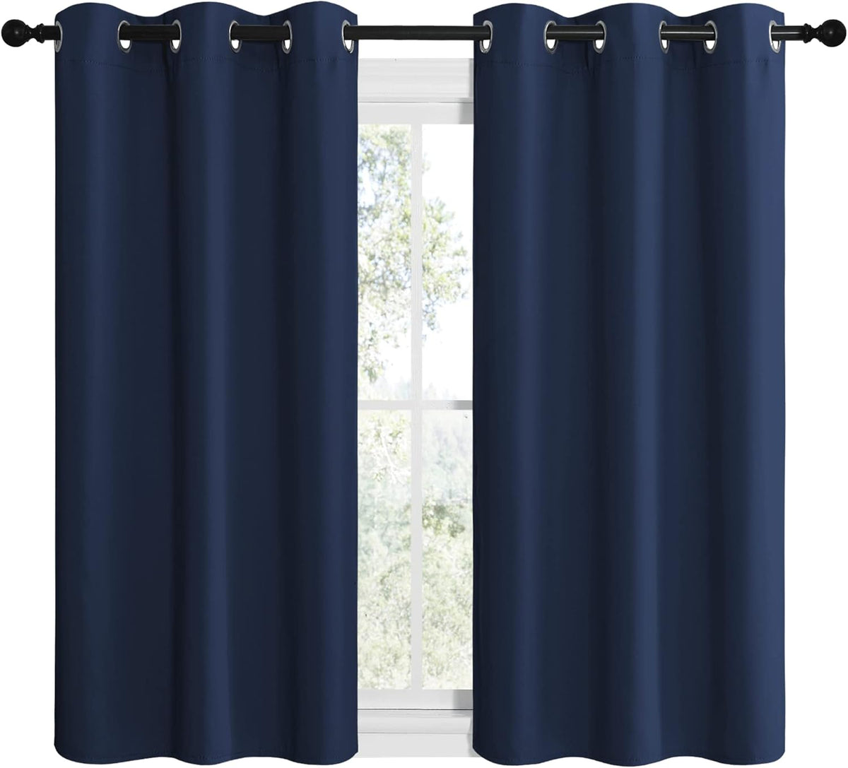 50"L x 42"W polyester curtains in Navy, alternate view 2