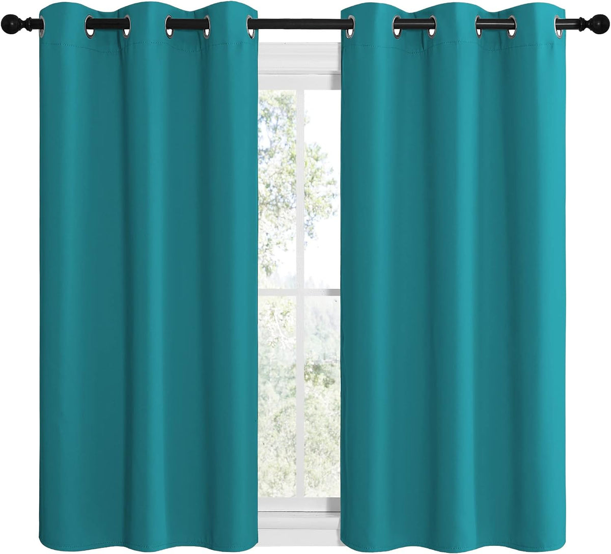 50"L x 42"W polyester curtains in Peacock Teal, alternate view 2