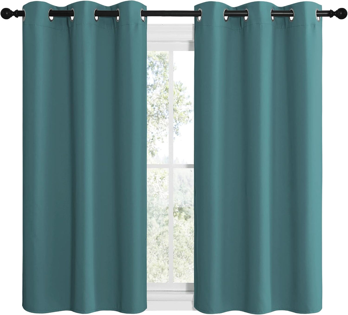50"L x 42"W polyester curtains in Sea Teal, alternate view 2
