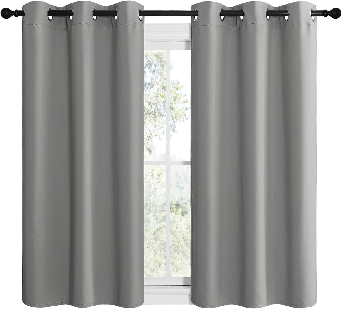 50"L x 42"W polyester curtains in Silver Grey, alternate view 2