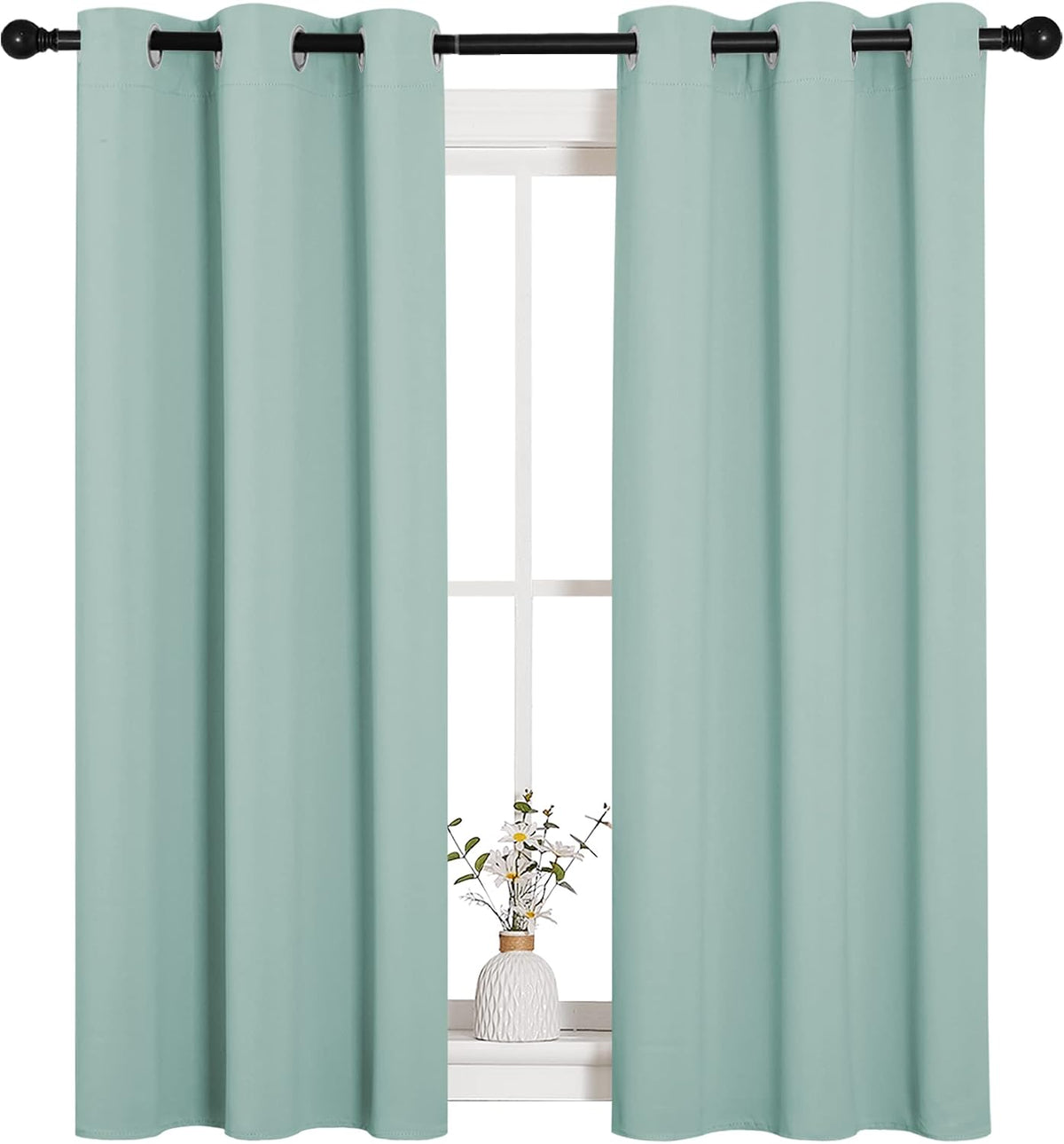 54"L x 34"W polyester curtains in Aqua, alternate view 2