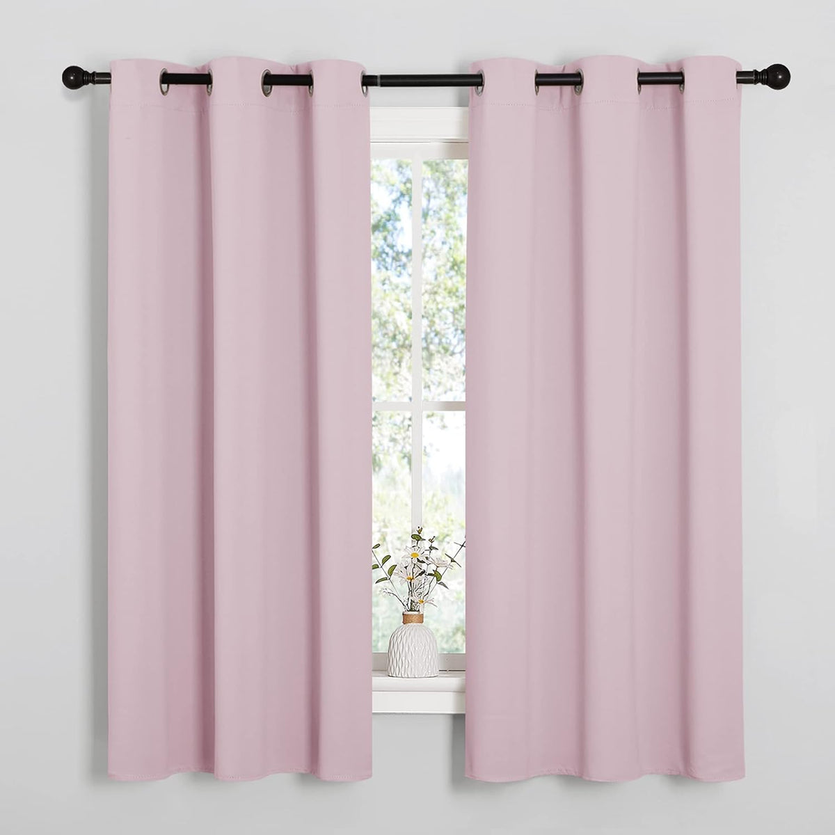54"L x 34"W polyester curtains in Baby Pink