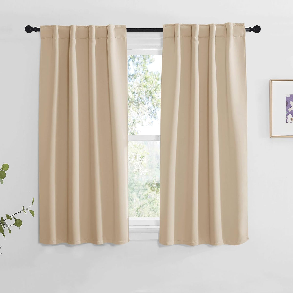 54"L x 34"W polyester curtains in Biscotti Beige