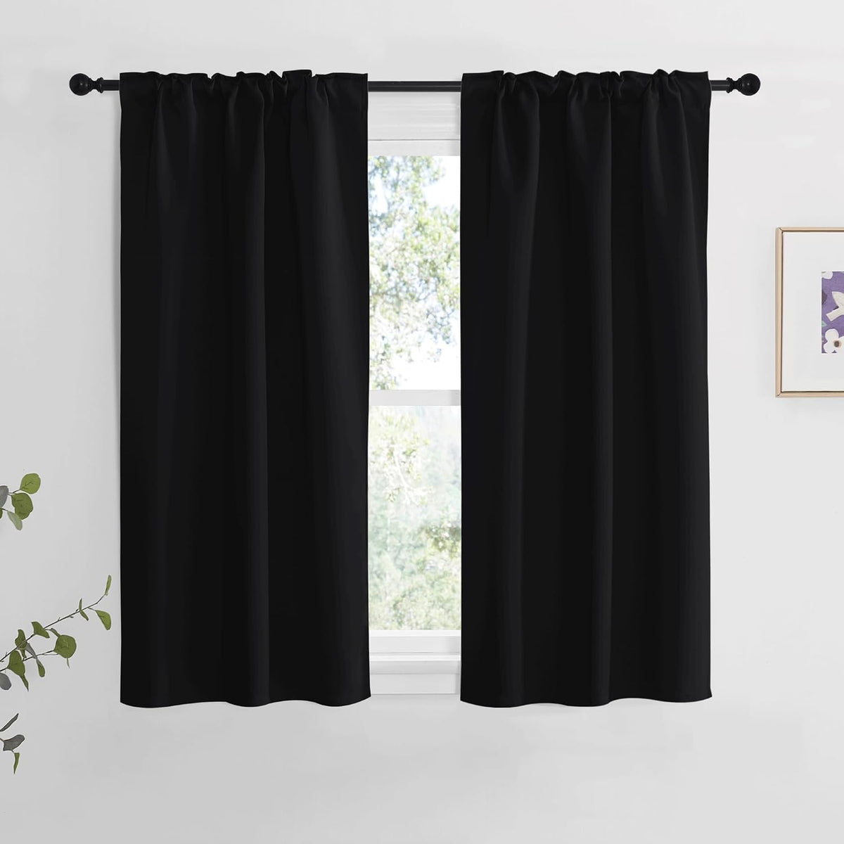 54"L x 34"W polyester curtains in Black, alternate view 2
