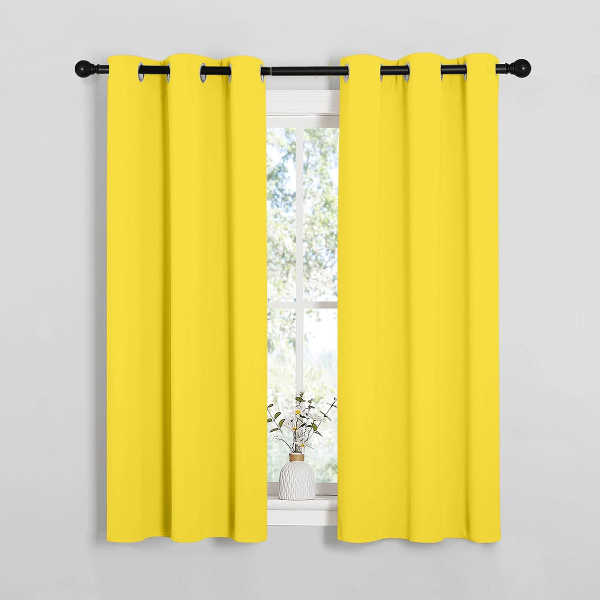 54"L x 34"W polyester curtains in Bright Yellow