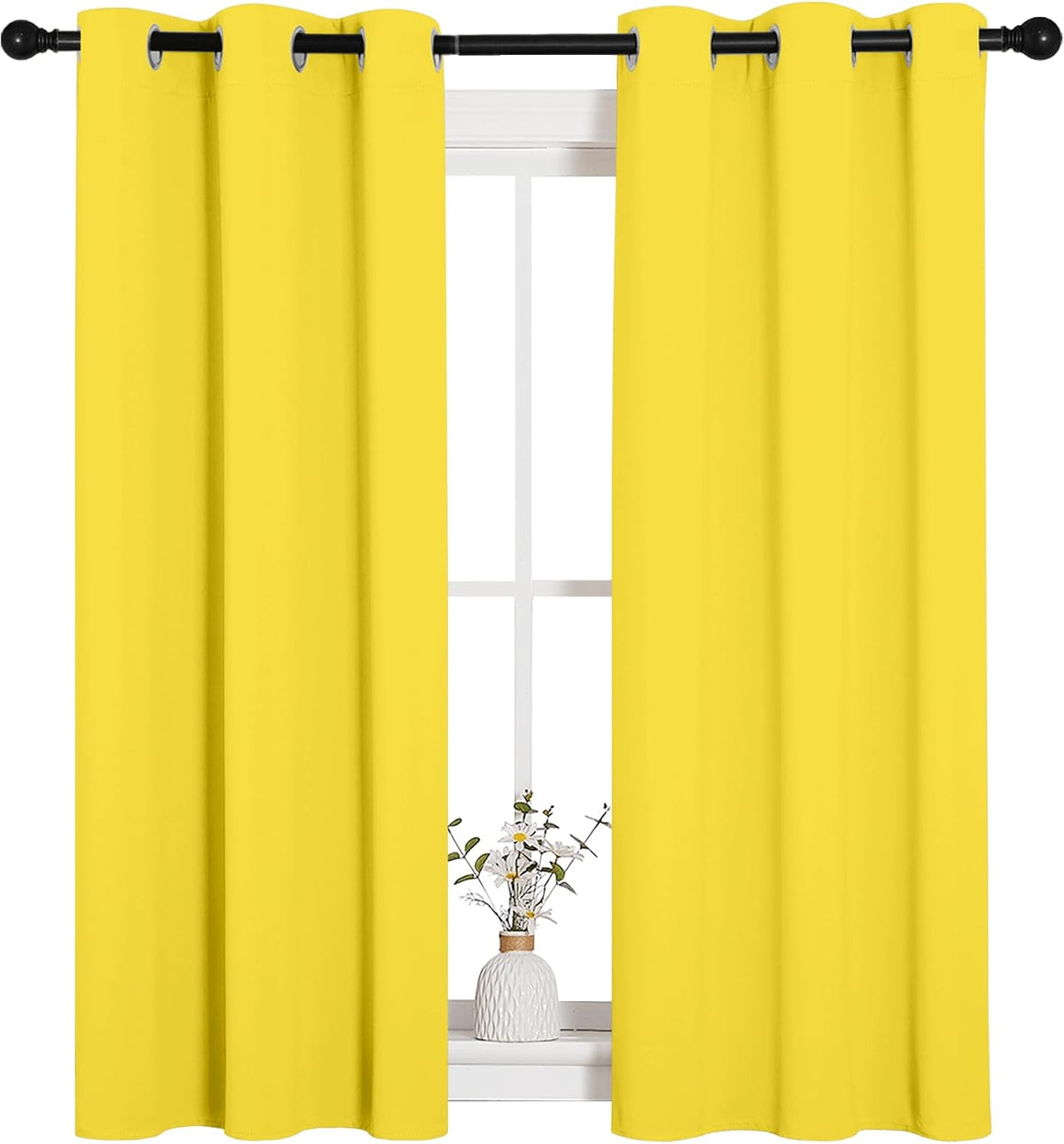 54"L x 34"W polyester curtains in Bright Yellow, alternate view 2