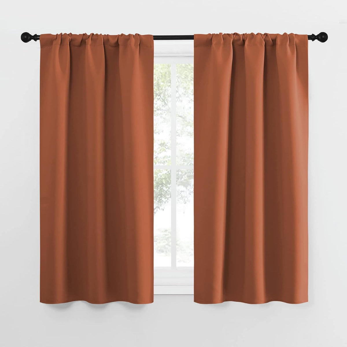 54"L x 34"W polyester curtains in Burnt Orange