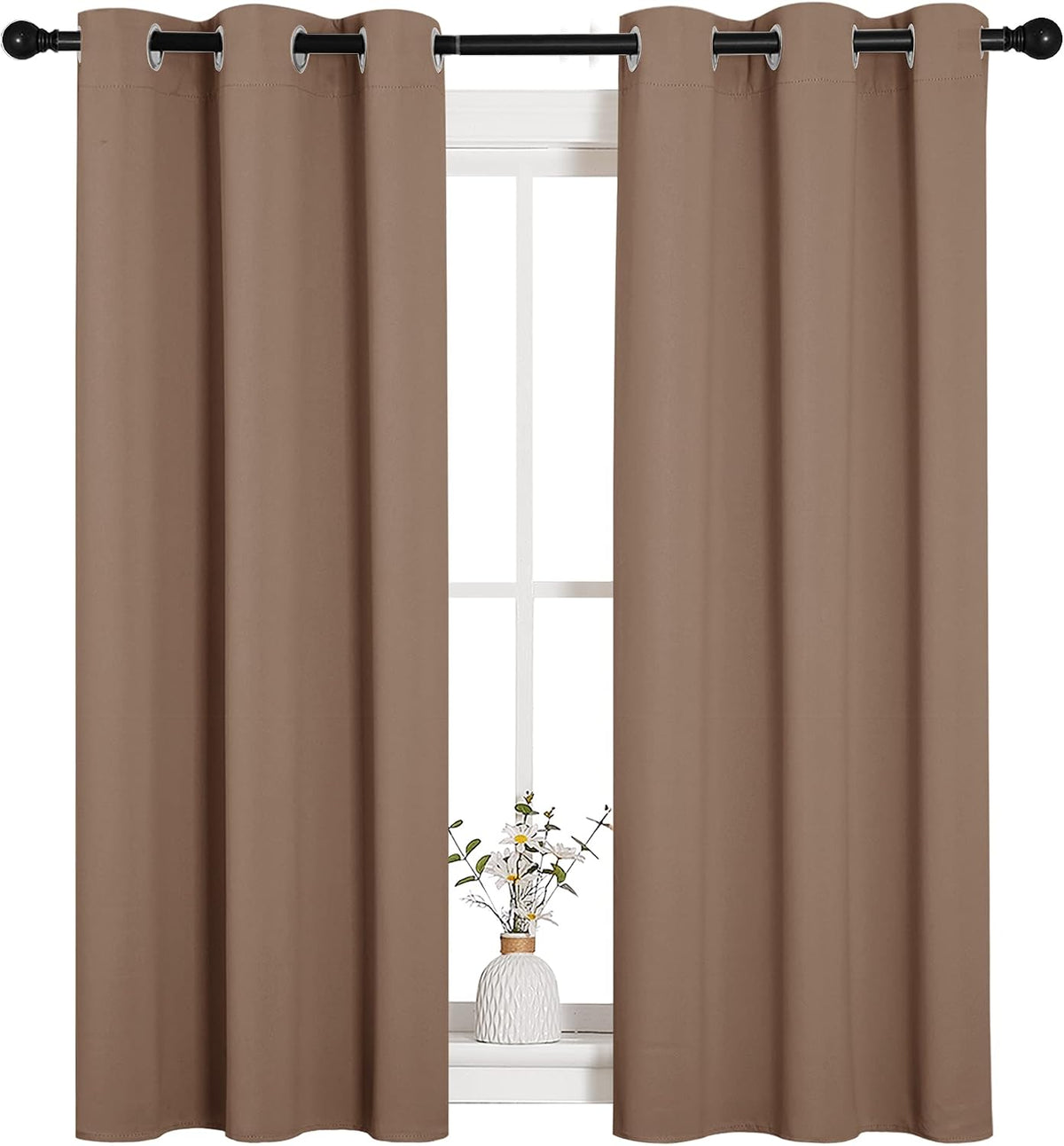 54"L x 34"W polyester curtains in Cappuccino