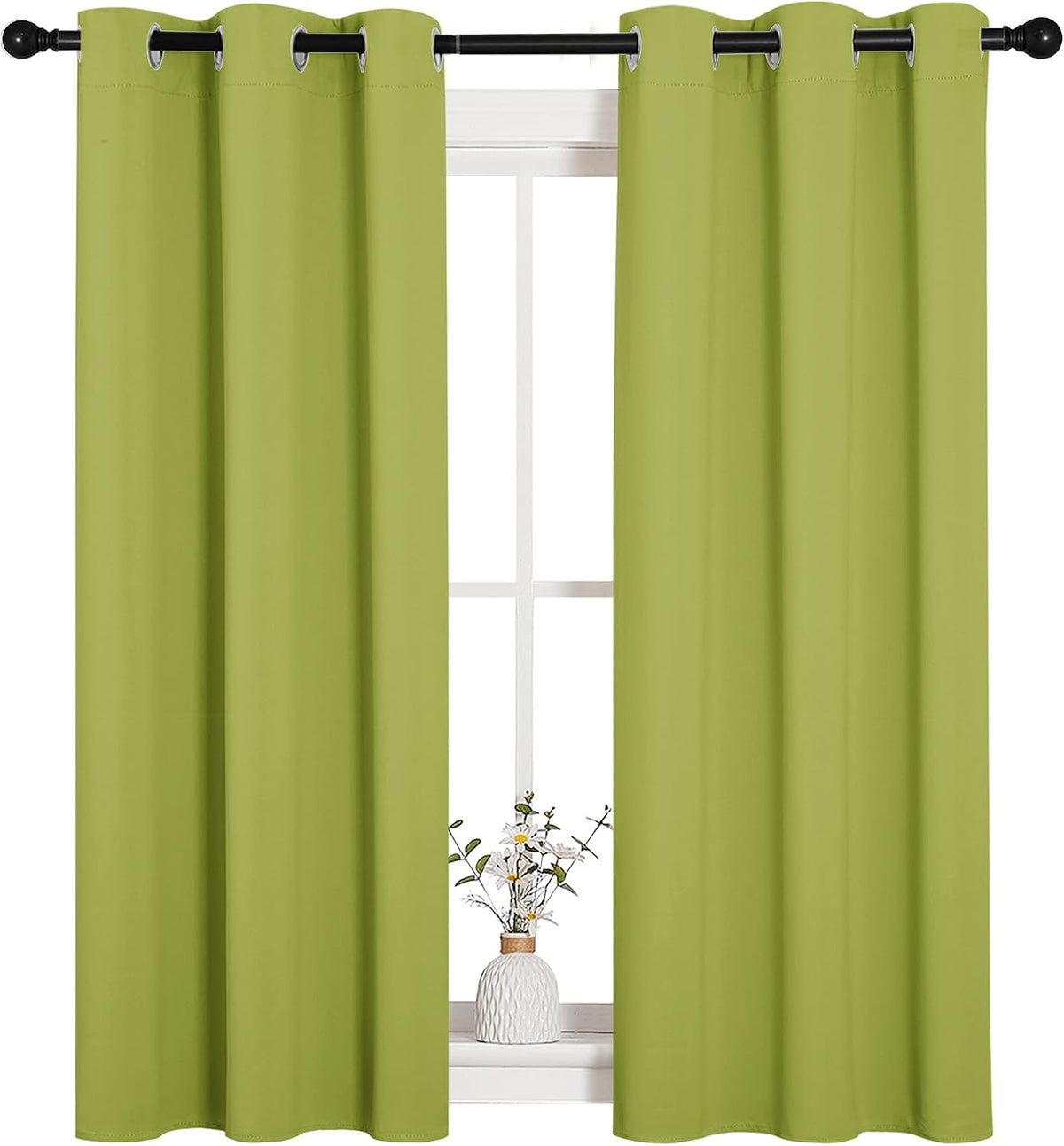 54"L x 34"W polyester curtains in Fresh Green