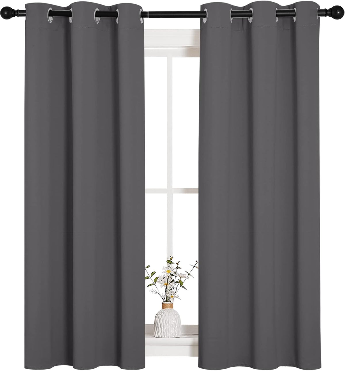 54"L x 34"W polyester curtains in Grey