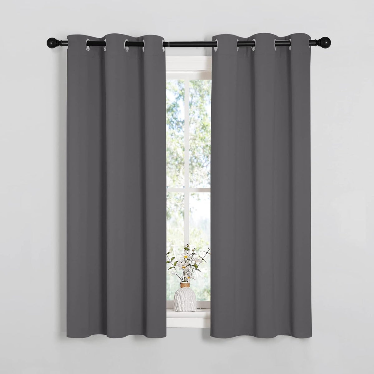 54"L x 34"W polyester curtains in Grey, alternate view 2