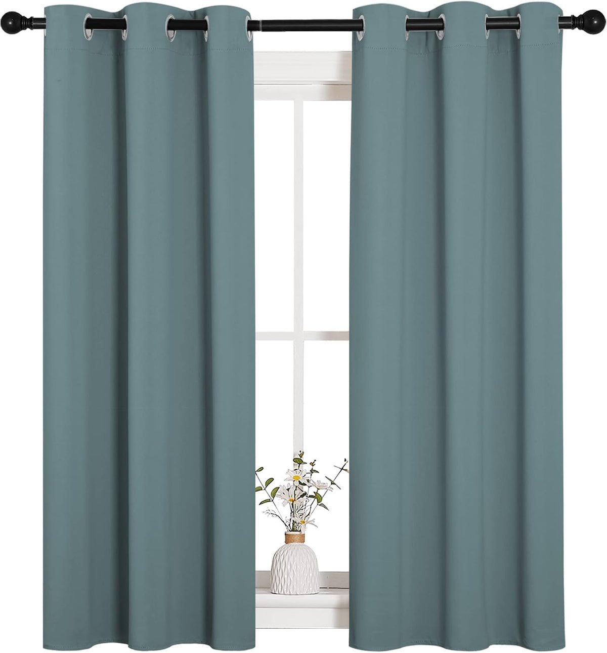 54"L x 34"W polyester curtains in Greyish Blue, alternate view 2