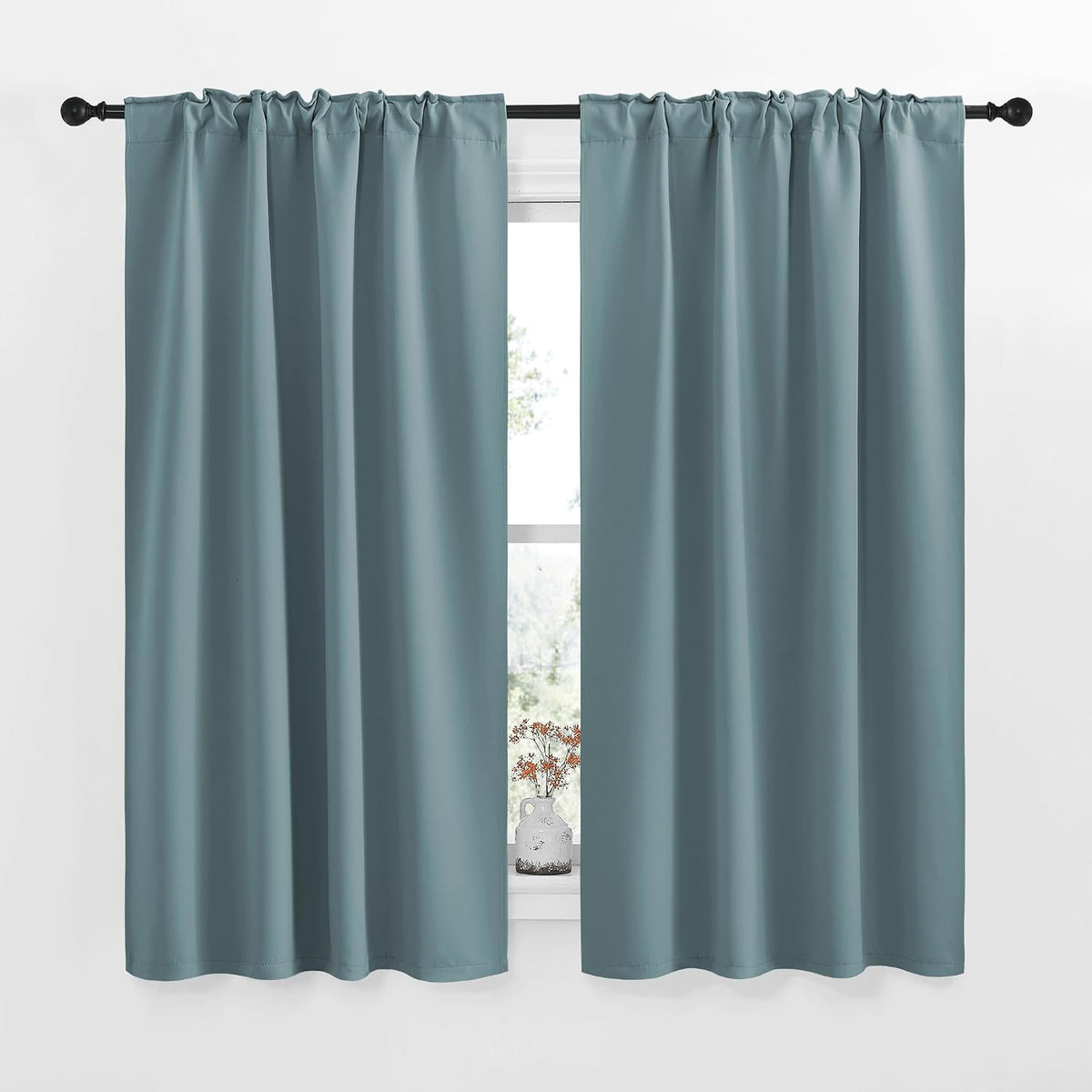 54"L x 34"W polyester curtains in Greyish Blue, alternate view 2