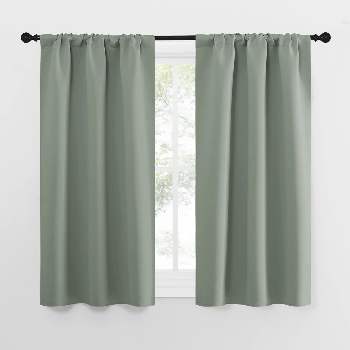 54"L x 34"W polyester curtains in Greyish Green