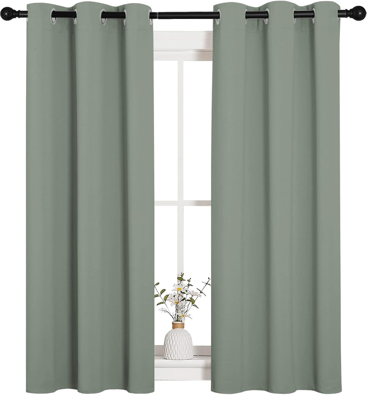 54"L x 34"W polyester curtains in Greyish Green, alternate view 2
